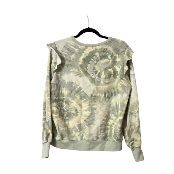 Green Tie Dye Ruffled Marled Crewneck Sweatshirt - Picture 4 of 5